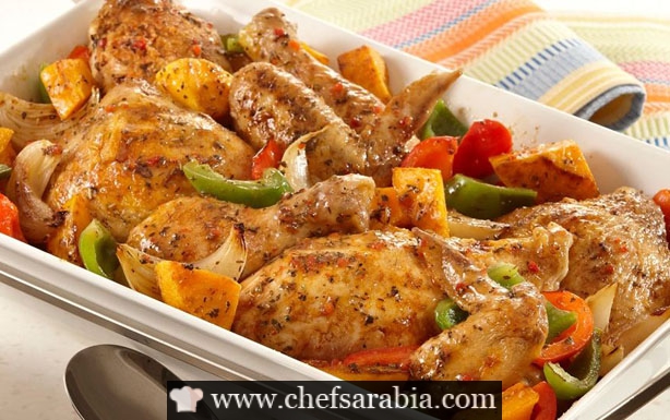 دجاج بالفرن مع خضار