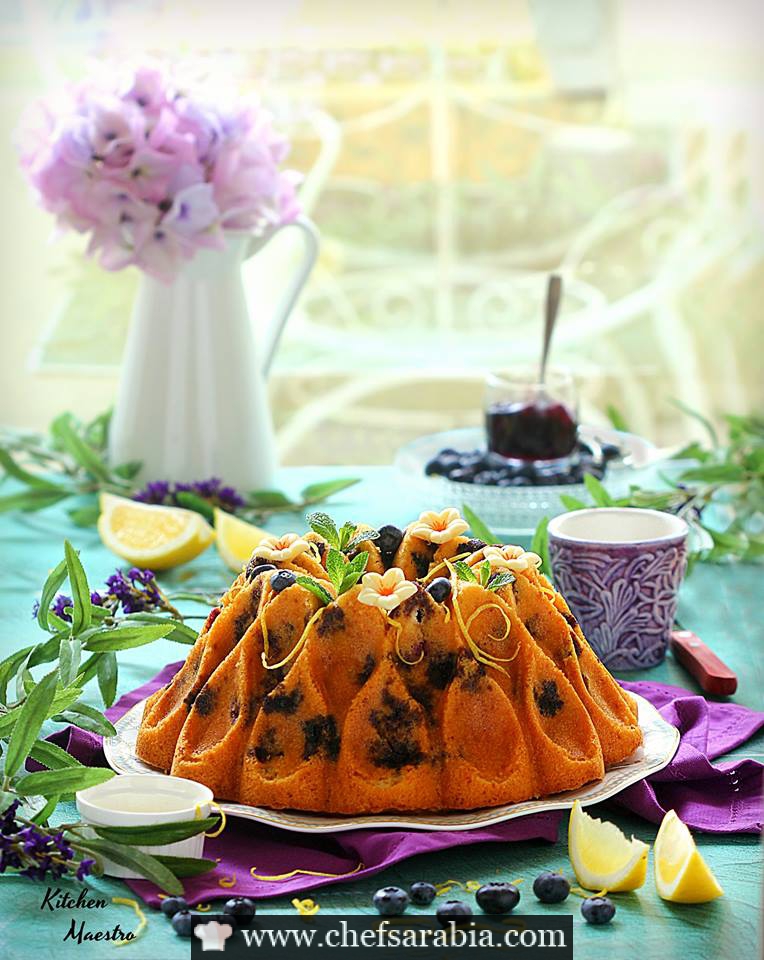 كيكة التوت الازرق و الليمون