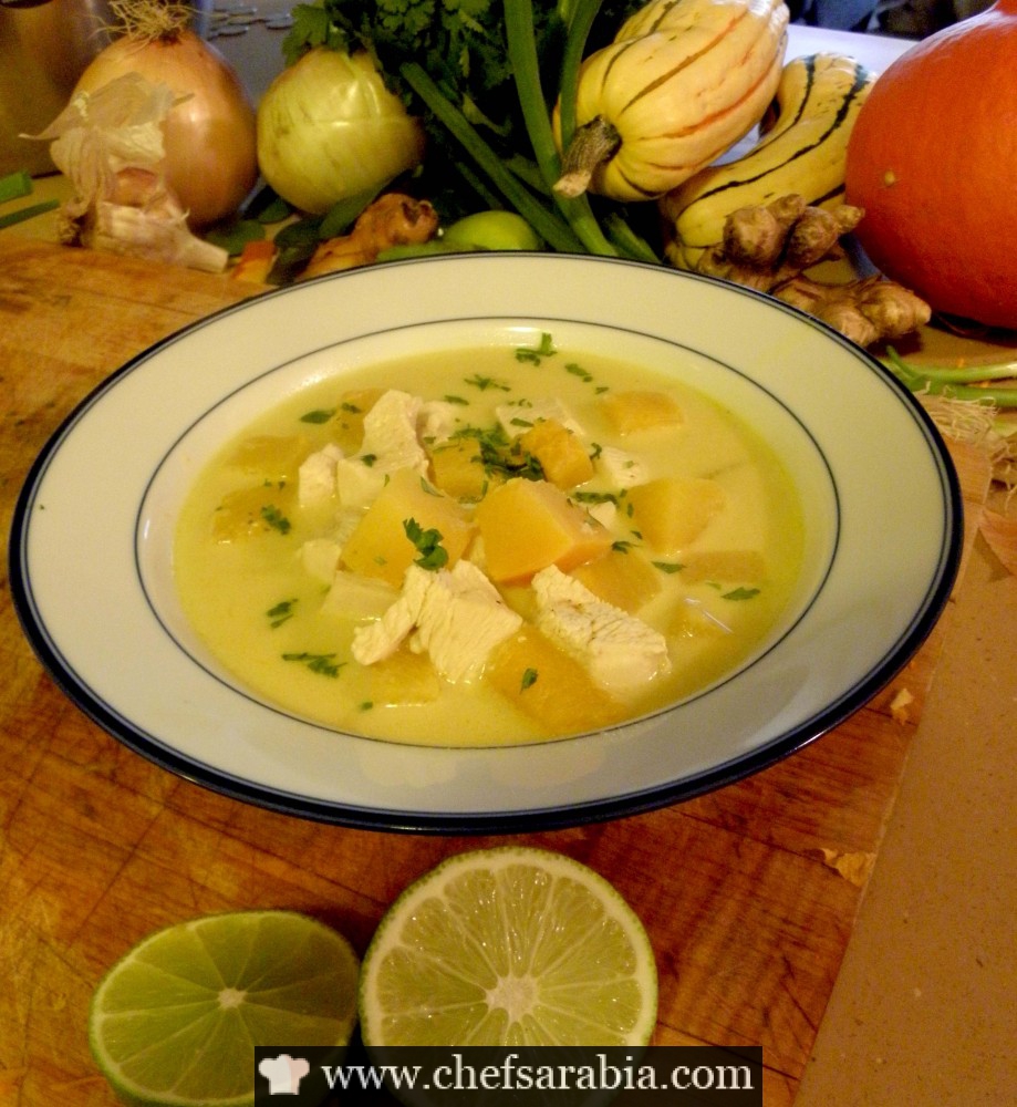 شوربة الدجاج مع اليقطين