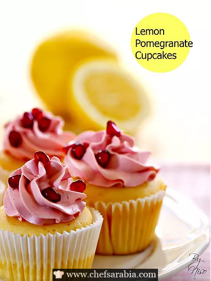 كب كيك الليمون بالرمان